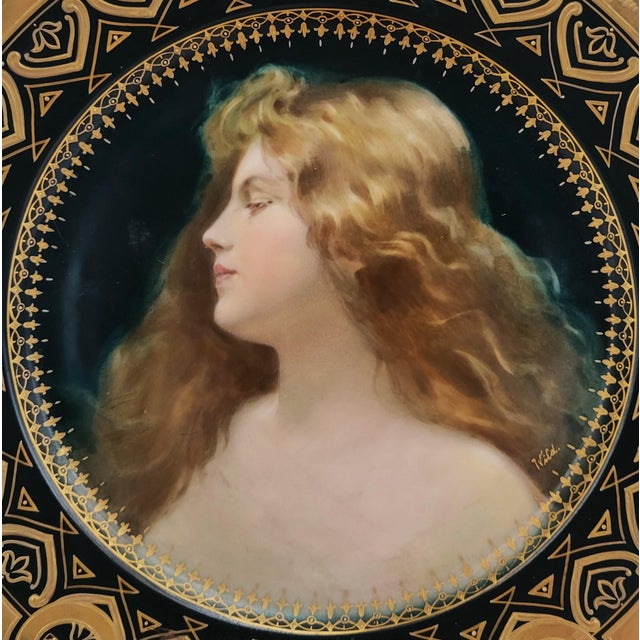 Portraiture 19th C Austrian Royal Vienna Hand Painted Porcelain Portrait Plate For Sale - Image 3 of 11
