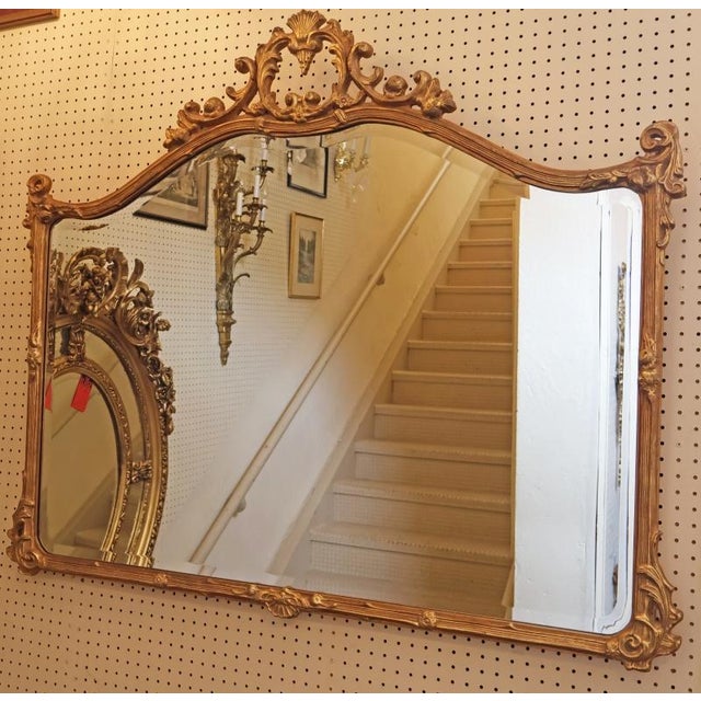 French Large Gold French Louis XV Style Beveled Glass Mirror Possibly Friedman Brothers For Sale - Image 3 of 10