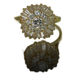 Late 20th Century Diamond Cluster Ring, Size 5 For Sale