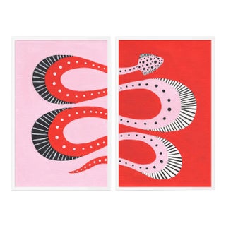 Cherry Pop Diptych by Willa Heart in White Frame, Large Art Print For Sale