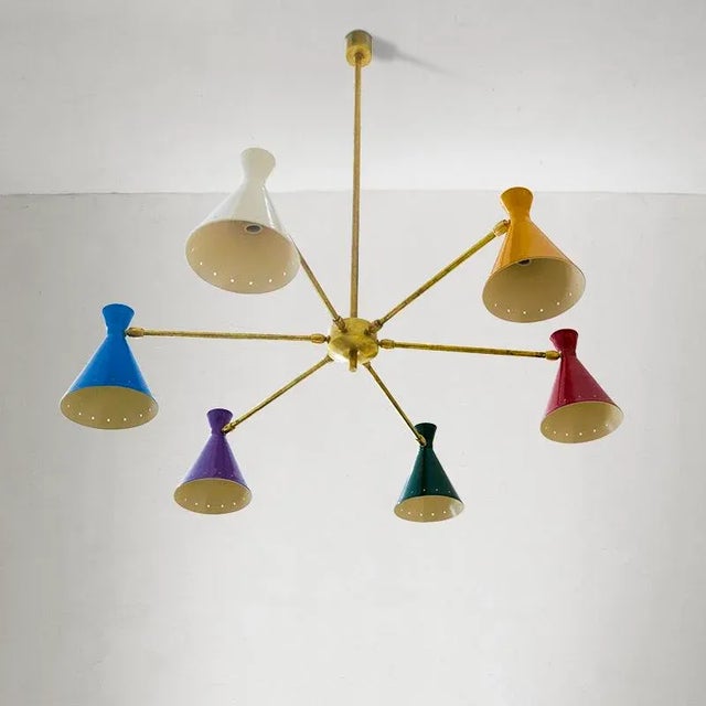 Mid-Century Modern Mid-Century Modern Italian Adjustable Chandelier, 1960s For Sale - Image 3 of 7