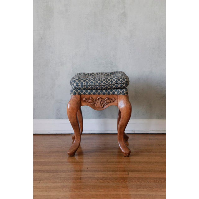 Late 19th Century Set of 3 Antique Hand Carved Solid Walnut Stools With Perfect Upholstery For Sale - Image 5 of 13