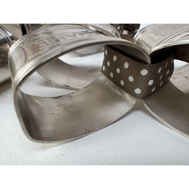 Vintage Monsieur Madame Metal Napkin Rings - Set of 16 For Sale - Image 6 of 7