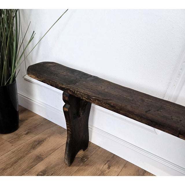 Antique Rustic Italian Wooden Bench, 1890s For Sale - Image 4 of 11