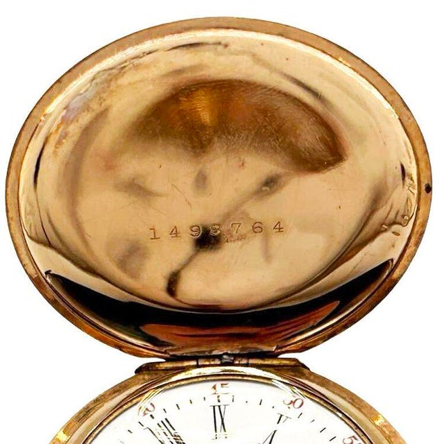 1903 Art Nouveau Portrait Repousse Gold Filled Pocket Watch by Waltham For Sale - Image 4 of 8