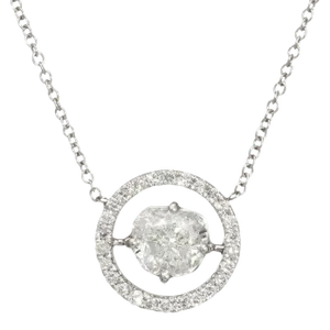 Mid 20th Century 14k White Gold 16" Chain Diamond Halo Necklace