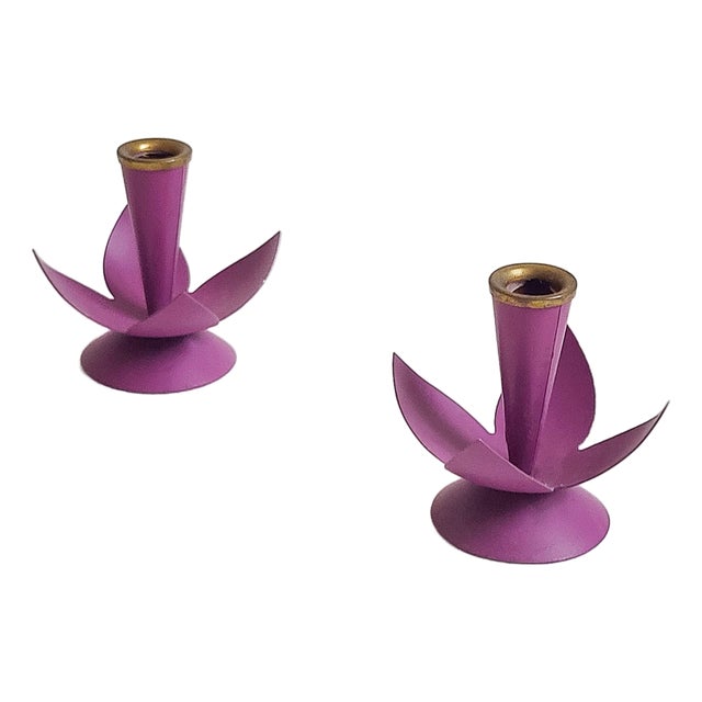 Mid-Century Swedish Candleholders by Gunnar Ander for Ystad Metall, 1950s, Set of 2 For Sale