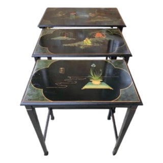 Chinoiserie Stately Vintage Nesting Tables - Set of 3 For Sale