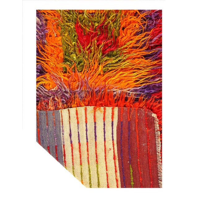 Traditional Pasargad DC Vintage Turkish Angora Mohair WooL Pattern and Colorful Shag Tulu Rug For Sale - Image 3 of 3