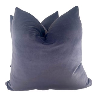Deep Purple Cotton Velvet 22" Pillows-A Pair For Sale