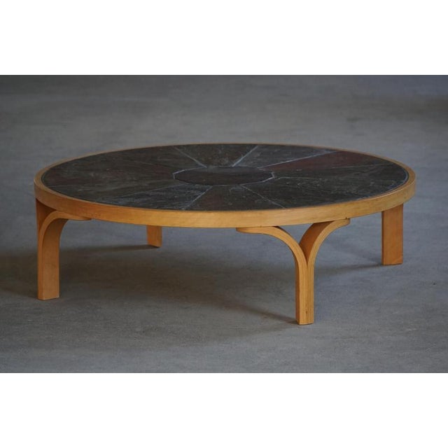 Wood Mid-Century Modern Danish Low Coffee Table with Wood Frame and Ceramic Tile Top, 1960s For Sale - Image 7 of 11