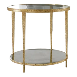 Modern History Sculpture Round Table - Antique Brass
