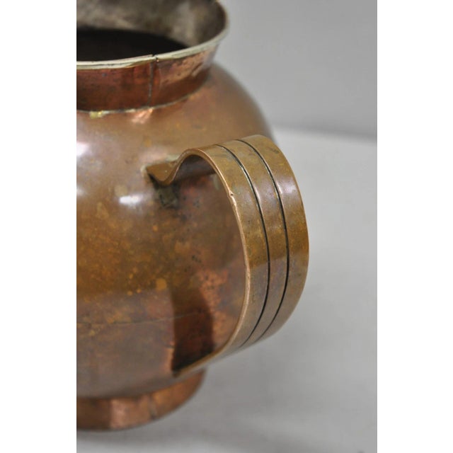 Vintage Artesanias Taxco Mexico Primitive Water Pitcher Silver Mounted Copper For Sale - Image 14 of 16