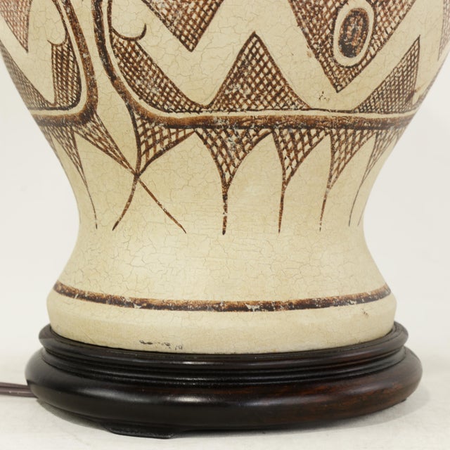 Ceramic Vintage Tribal Pattern Ceramic Ginger Jar Table Lamp For Sale - Image 7 of 11
