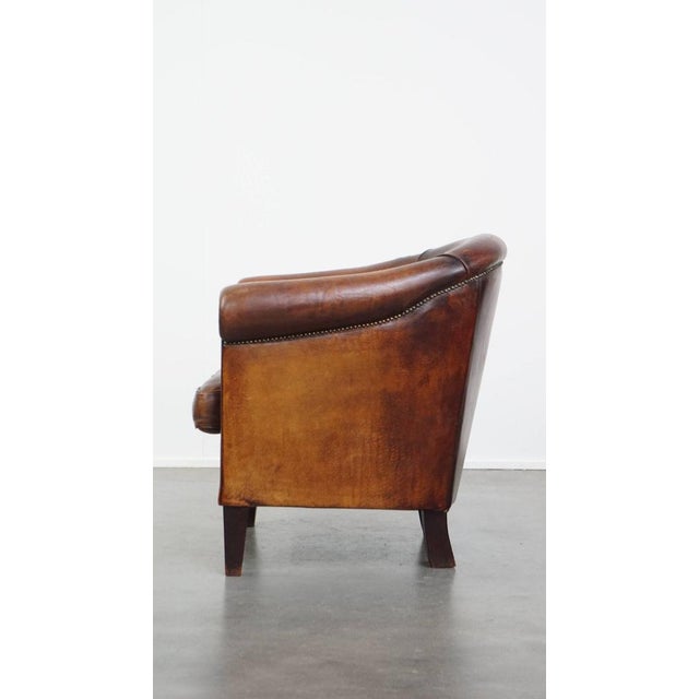 Cognac Sheepskin Club Chair For Sale - Image 5 of 13