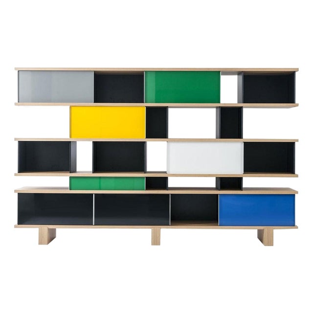Nuage Shelving Unit in Wood and Aluminium by Charlotte Perriand for Cassina For Sale