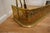 Victorian Pierced Brass Fender with Fire Irons This is a Victorian Pierced Brass Fender, on either side it has a support...
