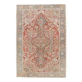 Vintage Persian Heriz Room Size Wool Rug For Sale