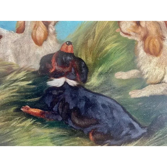 Textile English Oil on Canvas Depicting Trio of Spaniels For Sale - Image 7 of 12