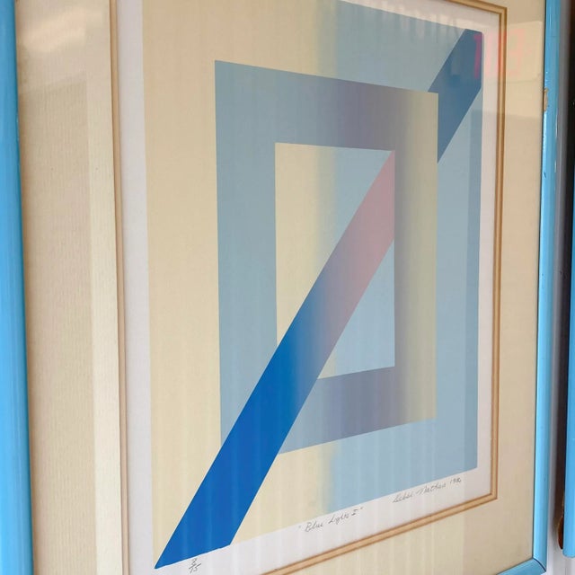 Postmodern 1986 Debbi Nathan "Blue Lights I & II " Original Screenprint Pair For Sale - Image 9 of 13