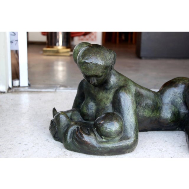1986 Frederico Cantu Bronze Model of a Mother Nursing For Sale - Image 4 of 10