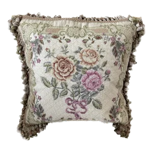 Victorian Rose Needlepoint & Tassel Pillow
