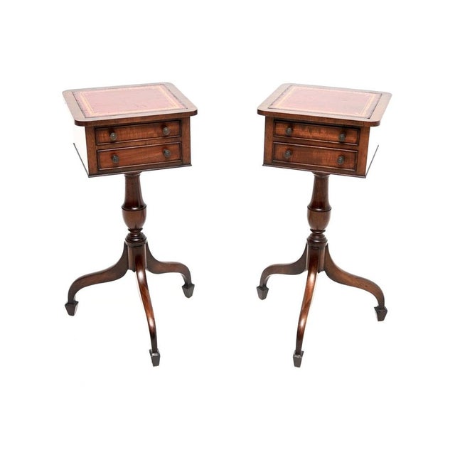 Antique Georgian Leather Top Side Tables, 1930, Set of 2 For Sale - Image 11 of 11
