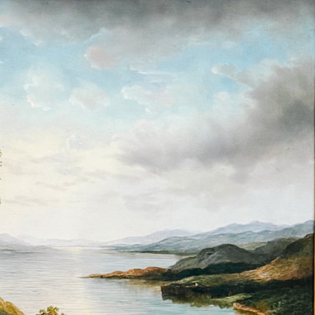 Late 20th Century Vintage Grand Scale 19th Century Style Hudson River School Pastoral Oil on Canvas by Humphrey For Sale - Image 5 of 10