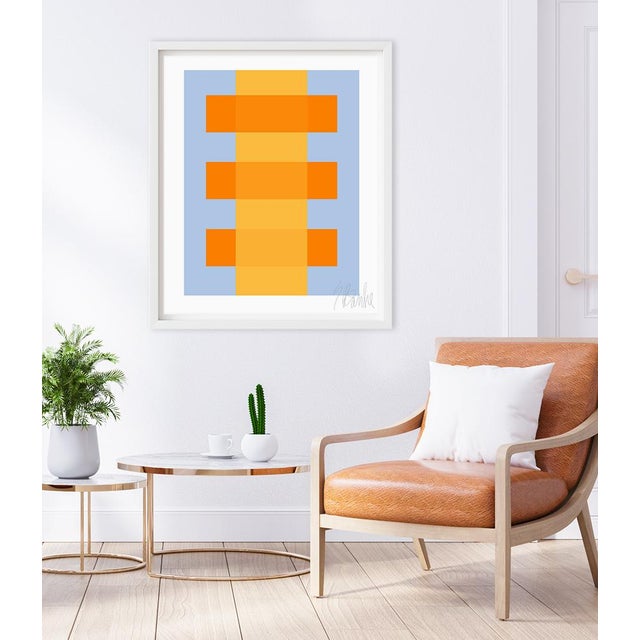 "Yellow Through Orange on Blue" (Yellow, Orange, Blue) This Modern, Mid-Century, Contemporary Fine Art Print was created...