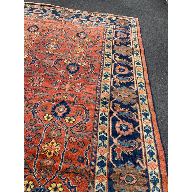 Brick Red Early 20th Century Persian Rust and Navy Blue Mahal Ziegler Rug For Sale - Image 8 of 8