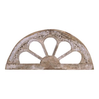 Vintage Anglo/Indian Carved Teakwood Overdoor or Wall Mounted Twin Size Headboard For Sale