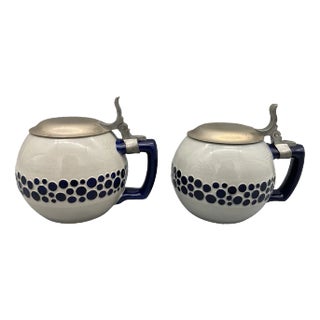 Art Nouveau Model 503 Equestrian Beer Mugs by Leopold Moritz & Karl Capeller for Reinhold Merkelbach, Grenzhausen, 1920s, Set of 2 For Sale