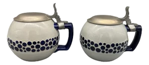 Art Nouveau Model 503 Equestrian Beer Mugs by Leopold Moritz & Karl Capeller for Reinhold Merkelbach, Grenzhausen, 1920s, Set of 2