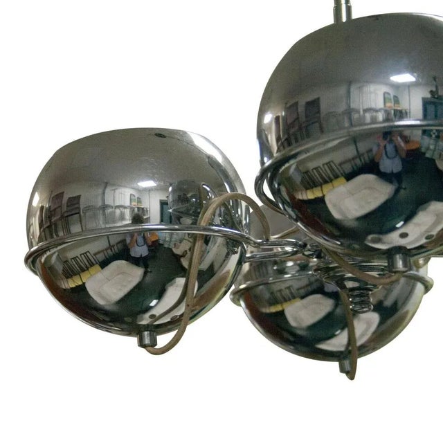 Mid-Century Italian Chromed Spheres Pendant Lamp, 1970 For Sale - Image 3 of 6