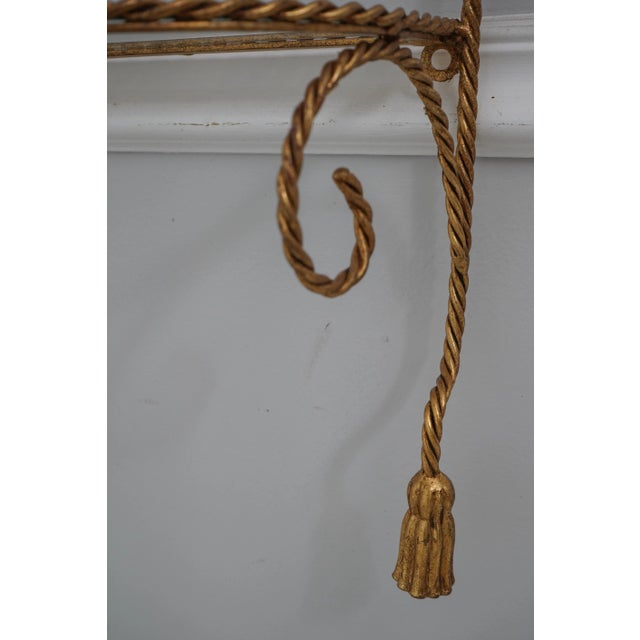 Italian Rope & Tassel Gold Finish Iron Hanging Display Shelf For Sale In Philadelphia - Image 6 of 10