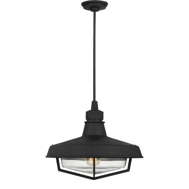 Thomas O'Brien by Visual Comfort Studio Hollis 1-Light Outdoor Large Pendant Lantern in Textured Black For Sale