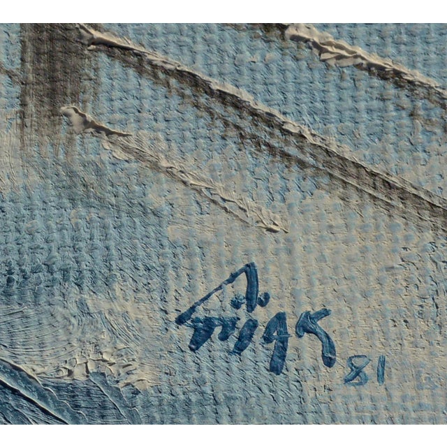 1980s Snowy Farm - Vintage Winter Cabin Landscape For Sale - Image 5 of 7