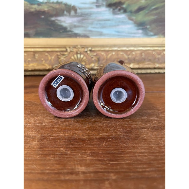 1970s Mid 20th Century Ceramic "Little Brown Jug" Salt and Pepper Shakers - Japan For Sale - Image 5 of 8