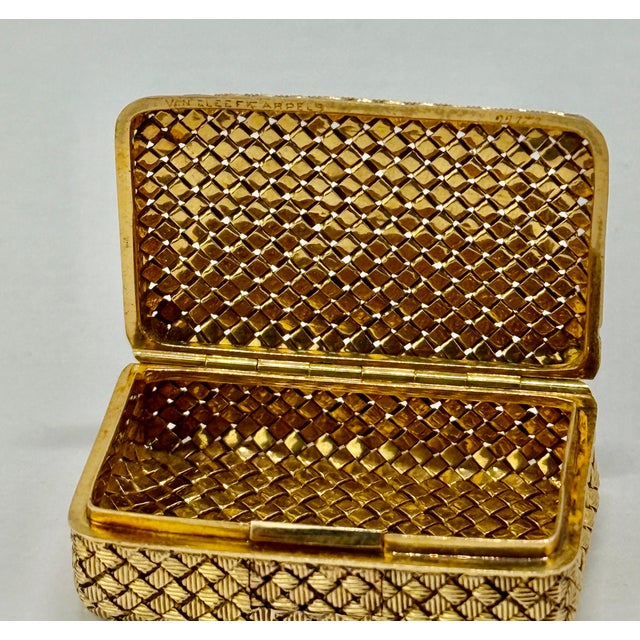 French Circa 1950 Van Cleef & Arpels 18K Basketweave Box A finely made mid-century French vanity or pill box by Van Cleef...
