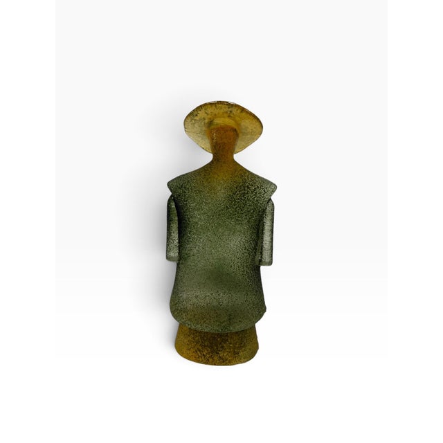 Mid-Century Modern Kosta Boda "Catwalk" Series "Poncho" Green Art Glass Sculpture by Kjell Engman For Sale - Image 3 of 6