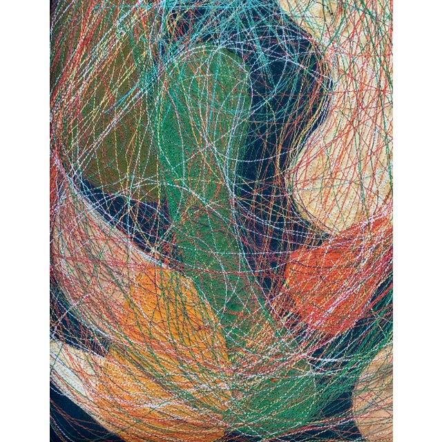 Very unique piece of mixed media textile art combining felted wool and stitched thread of many colors. The artist has...