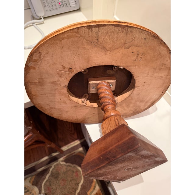 English Bobby Wood Vintage Hat Form Stand With Brass & Leather Details For Sale In Los Angeles - Image 6 of 9