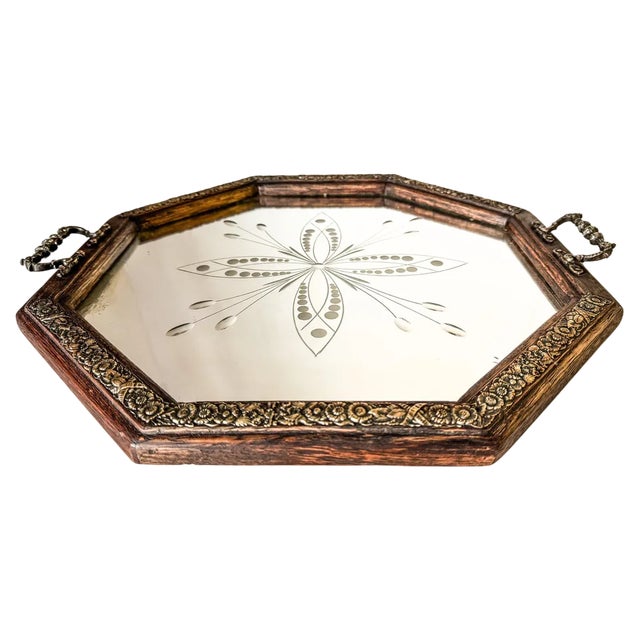French Art Deco Tray in Beveled Mirror, 1940 For Sale