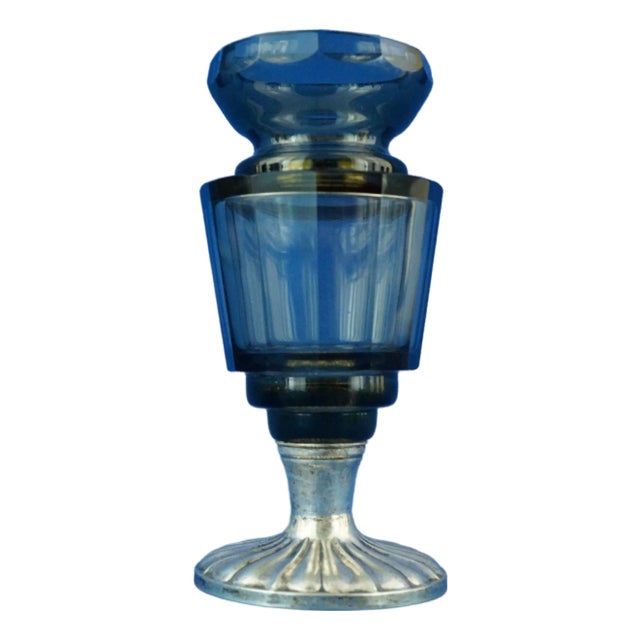 20th Century Art Nouveau Crystal Vase with 800 Silver Base attributed to the Val Saint Lambert Manufacture, Belgium, 1940s For Sale