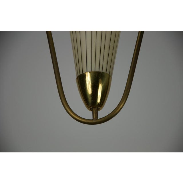 Gold Mid-Century Brass and Opal Glass Ceiling Lamp, Germany, 1960s For Sale - Image 8 of 10