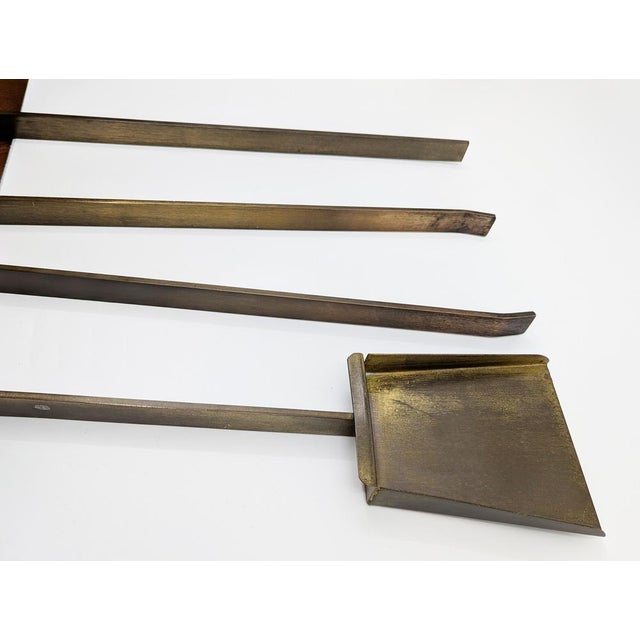 Italian Brushed Brass Fireplace Tools, 1970s For Sale - Image 12 of 15
