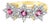 Three Flower Shaped Diamond Ruby Ring 14k Yellow Gold, Size 3 For Sale