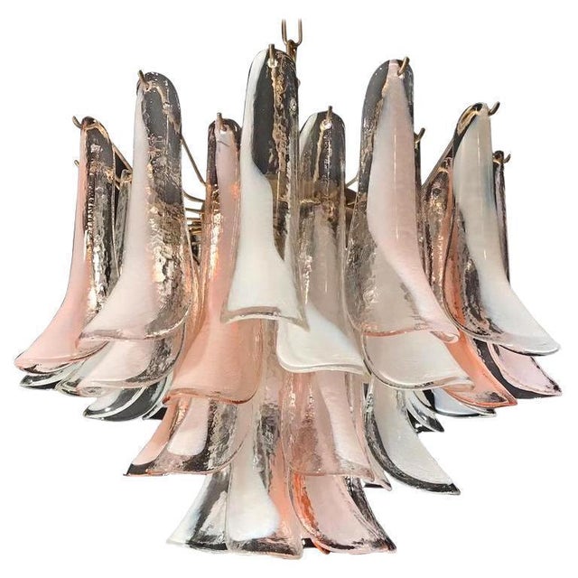 Murano Glass Pink and White Lattimo Chandelier, 1980s For Sale - Image 13 of 13