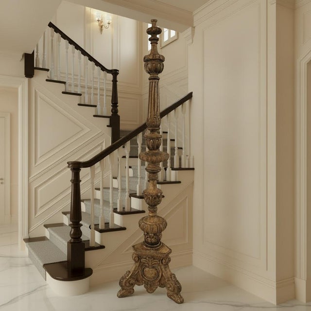 Dimensions: 18" W x 18" D x 74" H Add a touch of timeless elegance to your space with this hand-carved wooden sculpture,...