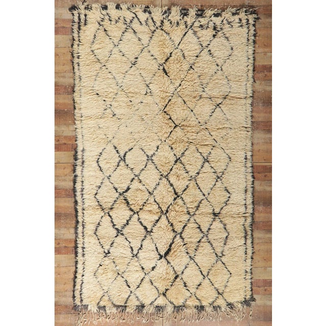 Berber Tribes of Morocco Vintage Moroccan Beni Ourain Rug - 06'02 x 10'05 For Sale - Image 4 of 9